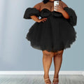 MiKlahFashion V Neck Mesh Mini Dress