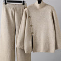 MiKlahFashion pant set khaki / One Size Elegant Knitted Trousers Set