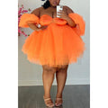 MiKlahFashion Women - Apparel - Dresses Orange / XL V Neck Mesh Mini Dress