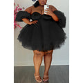 MiKlahFashion Women - Apparel - Dresses Black / XXL V Neck Mesh Mini Dress