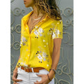 MiKlahFashion Yellow-short sleeve / S Long Sleeve Women Blouses 2023 Plus Size Turn-down Collar Blouse Shirt Casual Tops Elegant Work Wear Chiffon Shirts 5XL