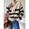 MiKlahFashion sweater Apricot / S V-neck striped sweater