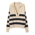MiKlahFashion sweater V-neck striped sweater