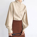 MiKlahFashion top Khaki / S Big Lantern Sleeve Blouse