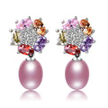 MiKlahFashion Purple Natural Freshwater-Cultured Pearl Earrings