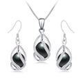 MiKlahFashion Black / 45cm / Silver Freshwater Pearl Jewelry Sets