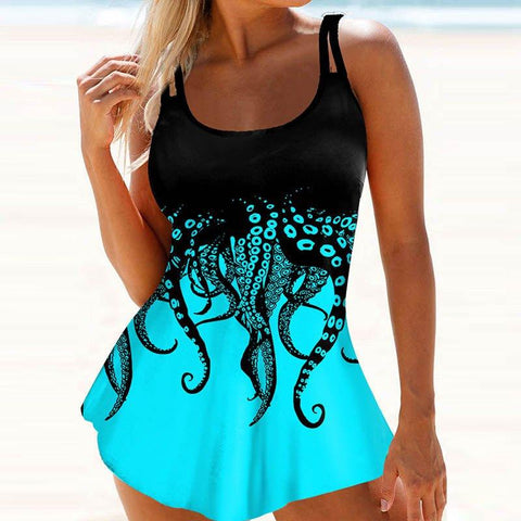 Trendsi swimsuit Blue / 2XL Octopus Print  Swimsuit