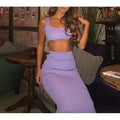 MiKlahFashion Women - Apparel - Skirts Set Purple / M Neon Ribbed Knitted Skirt Set