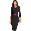 MiKlahFashion Women - Apparel - Dresses - Work black / L Belt Peplum Dress