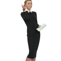 MiKlahFashion Women - Apparel - Dresses - Work Black / L Turn-down Collar Dress