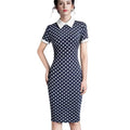 MiKlahFashion Women - Apparel - Dresses - Work Polka dots / L Turn-down Collar Dress
