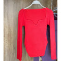 MiKlahFashion Women - Apparel - Top- Sweater One Size / Red Square Collar Sweater