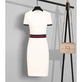 MiKlahFashion Women - Apparel - Dresses - Work White / XL Elegant O Neck Dress