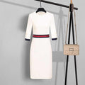 MiKlahFashion Women - Apparel - Dresses - Work White 2 / XL Elegant O Neck Dress