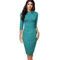 MiKlahFashion Women - Apparel - Dresses - Work Turquoise / XXL Elegant Button Bodycon Dress