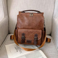 MiKlahFashion Light Brown / China Vintage PU Leather Backpacks