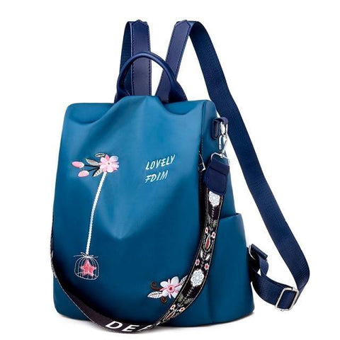 MiKlahFashion Women - Accessories - Backpack Embroidery-blue / China Embroidery Oxford Backpack
