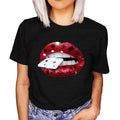 MiKlahFashion T278B-Black / XS Poker Lips T-Shirt