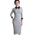 MiKlahFashion Women - Apparel - Dresses - Work Gray and Black / XXL Turn-down Collar Dress