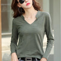 MiKlahFashion Women - Apparel - Top- T-shirt Green / XXXL V-Neck Bamboo Cotton Top