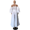 MiKlahFashion women -Apparel - Jumpsuits White Off Shoulder Jumpsuit