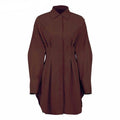 MiKlahFashion Women - Apparel - Dresses - Casual Brown / L Pleated Shirt Dress