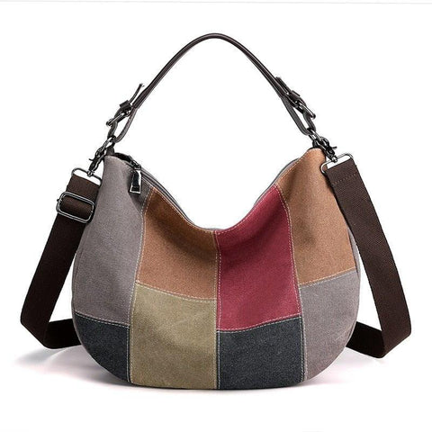 MiKlahFashion handbag Gray / (30cm<Max Length<50cm) / China Simple Retro Stitching Color Large Bag