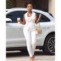 MiKlahFashion women - Apparel -Pants Set White / XXL White Chic Vest Pant  Set