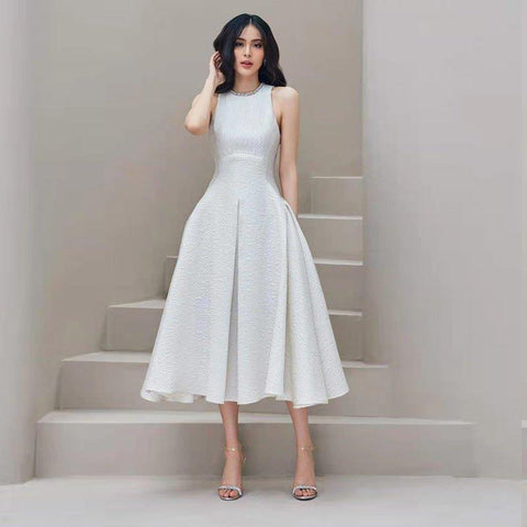 MiKlahFashion Women - Apparel - Dresses - Day to Night White / L White Temperament Goddess Long Dress Dress
